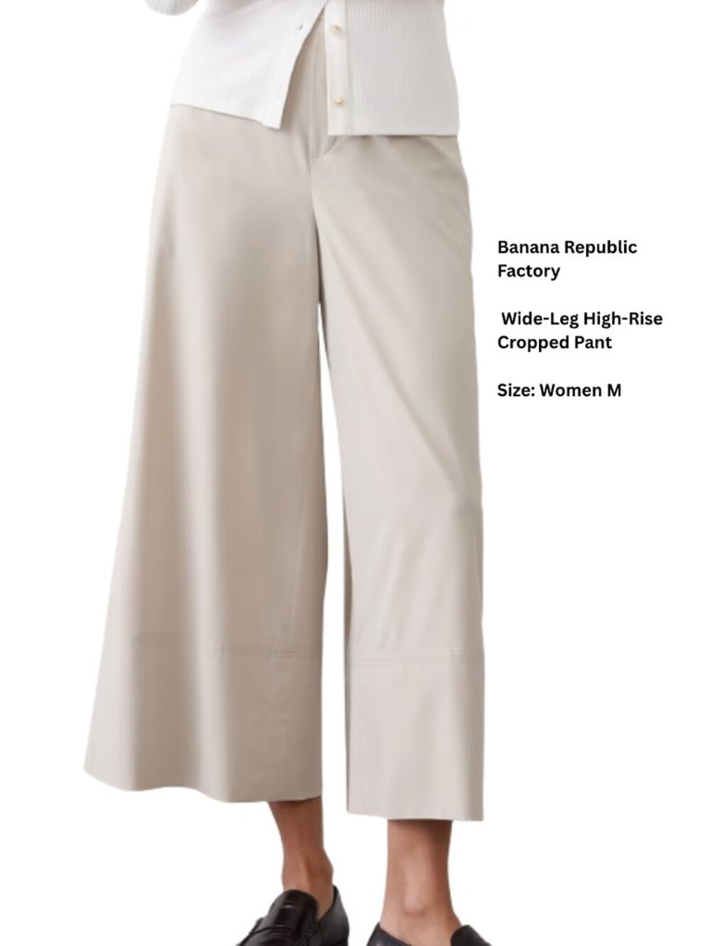 BR Factory Anyday Wide-Leg High-Rise Airstretch Cropped Pant, Size M Pewter Gray